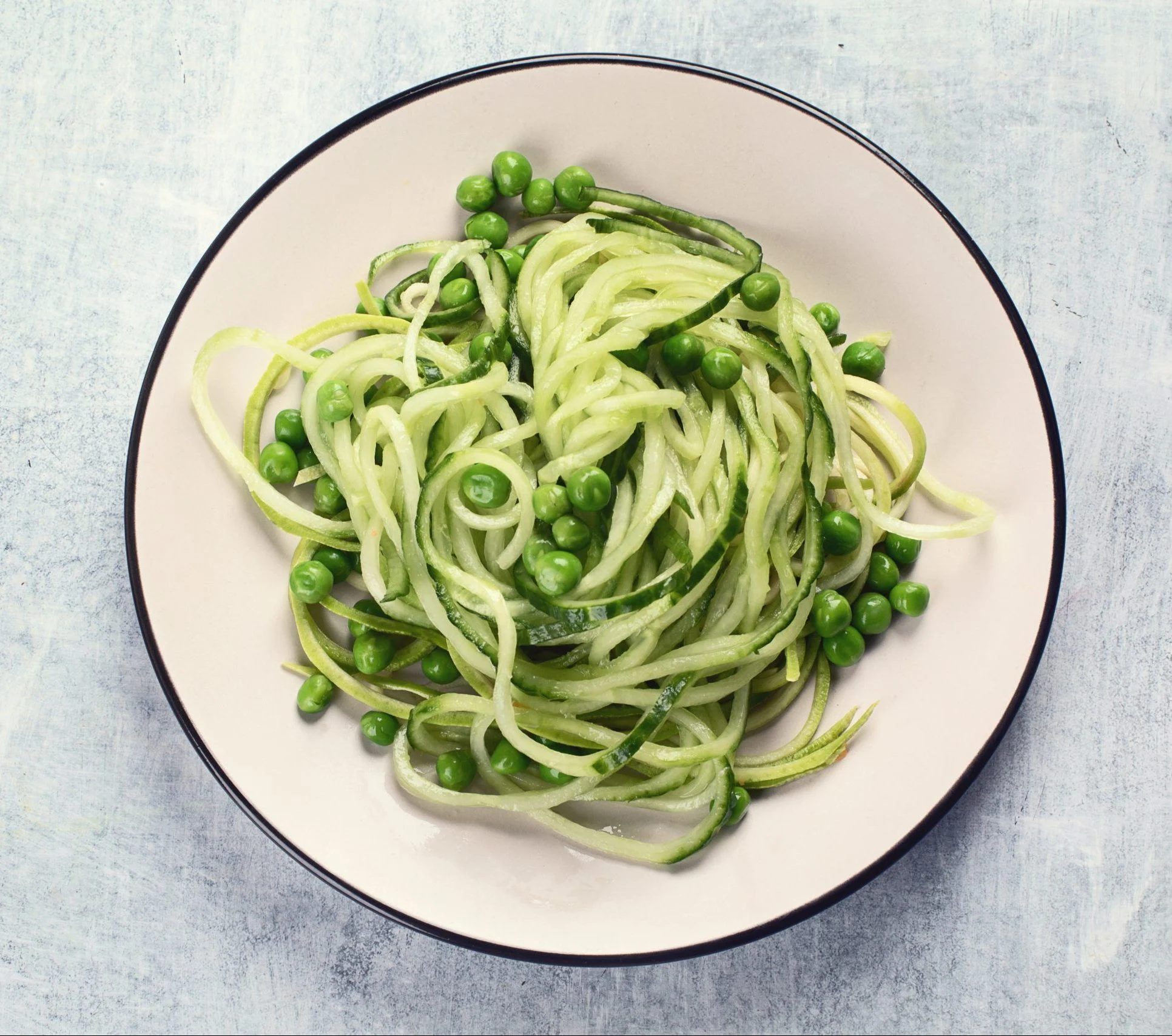 Creamy Zucchini Spaghetti with Peas