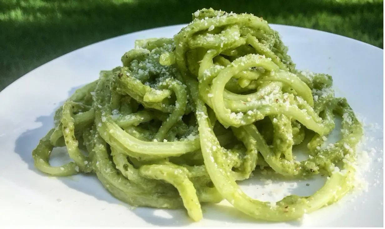 Cucumber & Zucchini Noodles with Hot Lemon Avocado Sauce